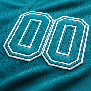 Maillot de baseball personnalisé pour homme, manches courtes, boutonné, anti-humidité, 100 % polyester, tenue d'équipe, blanc et turquoise, color-block - Product Image 3