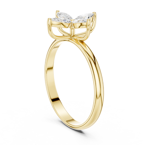 Bague de fiançailles en or jaune avec moissanite taille marquise motif floral pour femme, bague minimaliste fleurie pour mariage, anniversaire ou promesse - Product Image 3