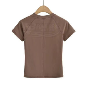 Custom Loose Fit Solid Short Sleeve Crop <b>Top</b> Women's Crew Neck <b>Stitch</b> Breathable Casual Spring Eco-Friendly Quick Dry Cotton - Product Image 3