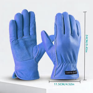 Guantes de Trabajo de Alta Visibilidad para Jóvenes, Color Azul, Cuero Vacuno Ecológico, Protección de Seguridad para Soldadura - Product Image 2