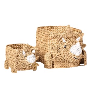 <b>Small</b> Dinosaur Water Hyacinth <b>Storage</b> <b>Basket</b> Woven Triceratops Toy Organizer Bin Cute Dino Kids Nursery Hamper - Product Image 3