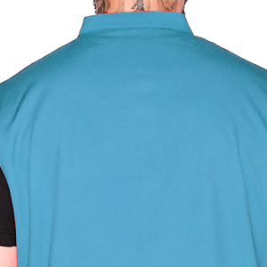 Turquoise Sleeveless Zip-Up Vest With Three Pockets And Mesh Panels - Product Image 6