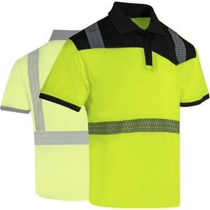 Men's <b>Orange</b> Hi Vis Safety <b>Polo</b> Shirt Short Sleeve Reflective Tape Workwear Quick Dry Knitted Fabric - Product Image 4