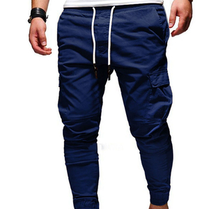 Men Lightweight Polyester Mid-Waist Cargo Jogger Pants Drawstring Closure Multiple Pockets Breathable Woven Trousers Casual - Product Image 1