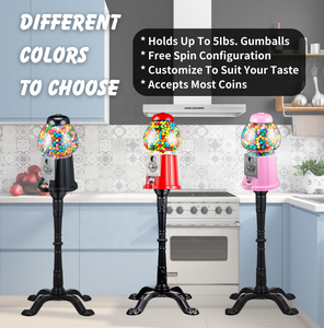 Kwang Hsieh 15 "Vintage Pink Metal Gumball Machine Juegos que funcionan con monedas con soporte - Product Image 5