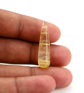 Pierres précieuses de qualité supérieure, quartz citron jaune naturel, gouttes lisses de 9x30 mm, pierres brutes pour la création de bijoux, boucles d'oreilles. - Product Image 3