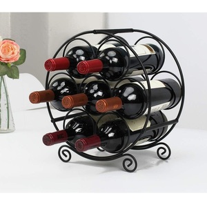 Wholesale Top Quality Wood Countertop Wine <b>Rack</b> 6 Bottles Freestanding Metal Wine Holder Storage Shelf For Home <b>Bar</b> Kitchen - Product Image 2