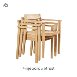 Chaises de salle à manger empilables modernes en teck pour événements extérieurs, mariages, maison, chambre, parc - Écologiques et durables - Product Image 1