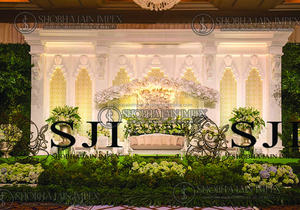 เวทีงานแต่งงานทรงโดมลอยฟ้าธีมสีน้ำเงินเย็น สไตล์ตะวันตก ตกแต่งด้วยดอกไม้สีขาว โครงสร้างพลาสติกเสริมใยแก้ว - Product Image 5