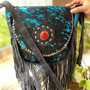 Best Selling Brand Beautiful Leather Women's <b>Mini</b> Bags Custom Leather Bag Stone Fringe Adjustable and Detachable Shoulder Strap - Product Image 3