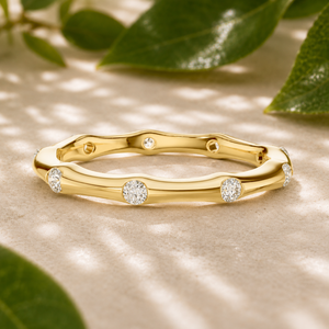 Minimalist 14K Solid Gold Flush Set Lab Grown Diamond DEF-VVS White Cut 0.35 CTW <b>Rhodium</b> Plated Eternity Wedding Band <b>Rings</b> - Product Image 1