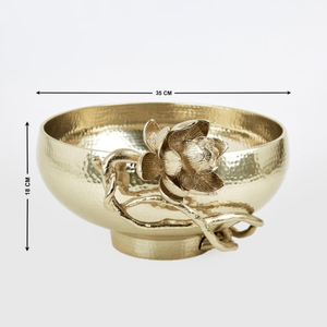 Bol en métal rond de couleur rose, avec revêtement en poudre, pour servir des aliments, avec des fleurs, design attrayant, décoration de la maison, tables. - Product Image 4