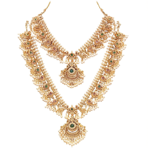 Jewelemarket 10575437PGR Fine Jewelry Set Pota Stone and Pearl Double Necklace with Gold Plating for Bridal Occasions Parties - Product Image 3