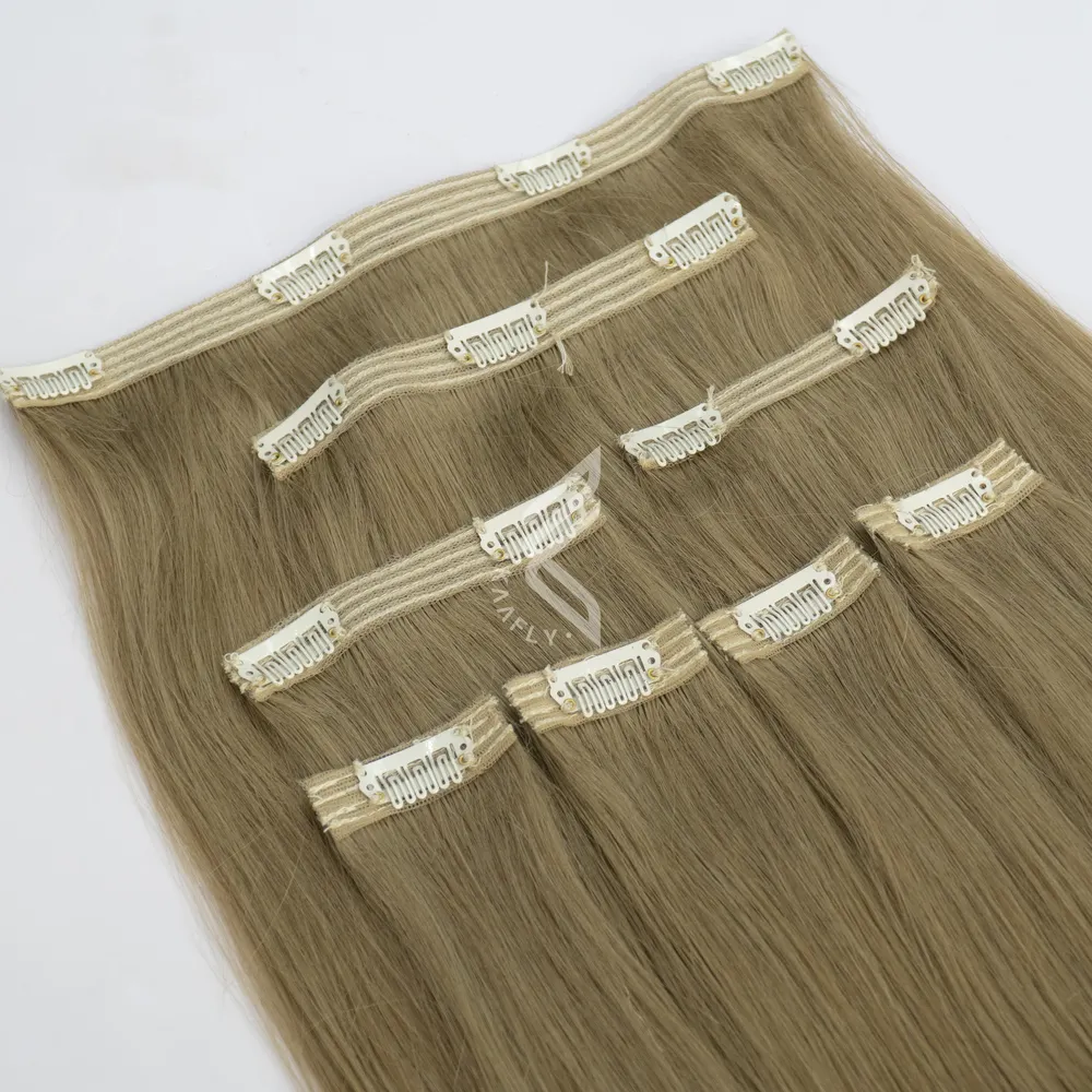 Ash Blonde Real Human Hair Extension Clip Ons Bundles Human Hair Wholesale Low Price