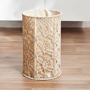 Modern Cotton Pearl Round Handmade Macram <b>Storage</b> Laundry <b>Basket</b> without Handles <b>for</b> Home Bedroom <b>Bathroom</b> Organizer - Product Image 1