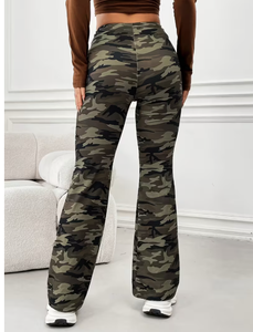 High Waist <b>Camouflage</b> Printed Women s Loose Fit Pants With Drawstring Closure And Pockets Casual Autumn Style Full Length - Product Image 2