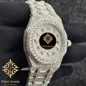 Montre de luxe pour femme Pahal Jewels avec diamants, boîtier rond en acier inoxydable de 38 mm, affichage analogique de la date, fermoir pliant - Product Image 4