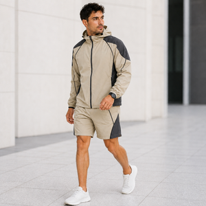 Ensemble survêtement homme coupe-vent et short respirant à séchage rapide en nylon, personnalisable en gros, direct usine - Product Image 4