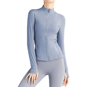 Women's <b>Cropped</b> Stand Collar Yoga Jacket Slim Fit Workout <b>Zip</b> <b>Up</b> with Windproof Panels Breathable Running Cover for Outdoor - Product Image 1