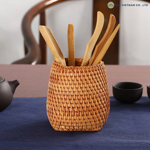 Porte-stylo en rotin naturel fait à la main avec petit bureau de stockage porte-crayon décoratif en gros - Product Image 1
