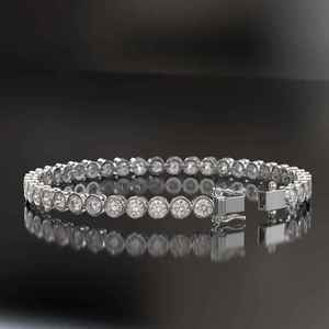 Bracelet tennis en argent sterling serti de pierres rondes brillantes, bijoux fins de luxe, chaîne pour femme - Product Image 4