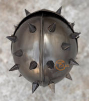 Casque barbuta médiéval à pointes, en fer poli, portable, pour cosplay, Noël et exposition historique
