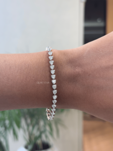 Bracelet tennis exclusif en diamants de laboratoire ronds, trois griffes, 6,30 ct, VVS VS EF, or massif 14 carats, bijou de luxe pour anniversaire, cadeau. - Product Image 2