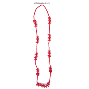 Red Beaded <b>Necklace</b> with Spiral Discs Unisex Acrylic Resin Jewelry <b>Statement</b> Piece Polished beads at Wholesale Price - Product Image 2