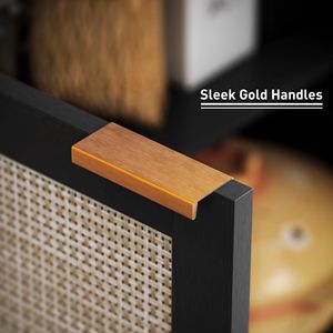 "Distressed Black Modern Luxury Villa <b>Sideboard</b> Buffet Cabinet with Adjustable Shelf" - Product Image 4