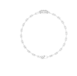 Pulsera de eslabones de cadena fina de Plata de Ley 925 para mujer, diseño de racimo cuadrado de lujo, acabado de oro blanco, Diamante de laboratorio para fiesta - Product Image 4