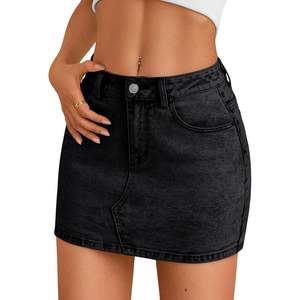 FOXA 2025 Linda Y2K Jean Mini Falda Corta para Mujer Botón Decoración Slit Bow Verano Moda Trajes Bolsillos Queen Size Denim - Product Image 5
