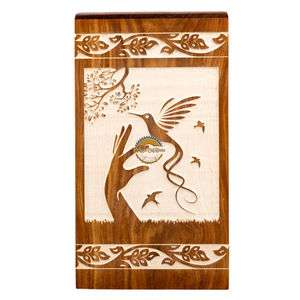 Urne funéraire en bois de rose sculptée à la main AYAANS, très vendue, pour cendres d'adultes, urnes funéraires en gros (6X6X11)IN - Product Image 1