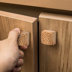 Perillas de ratán natural para armario de cocina, juego de perillas decorativas para armario, manija de puerta de armario - Product Image 6