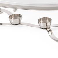 Plateau de service ovale de luxe en acier inoxydable pour buffet, ensemble chauffe-plats professionnel avec supports à double combustible