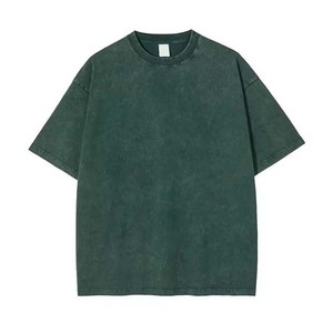 T-shirt Homme Oversize Vert Foncé en Coton à Manches Courtes Col Rond Décontracté en Maille Jersey Couleur Unie Imprimé Sérigraphié Vintage - Product Image 1
