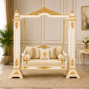 Elegante columpio de madera maciza dorada para el hogar y el balcón, columpio de madera premium hecho a mano en India, Jhula tradicional personalizada - Product Image 3