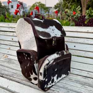 Handmade Leather Hair On Backpack Cowhide Laptop Bag Travel Rucksack Durable Vintage School Bag LHBP-0005 - Product Image 5