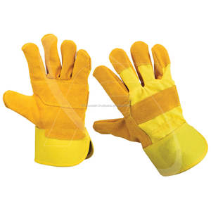 Gants en cuir de vente chaude du Pakistan en couleur haute visibilité avec des Guantes de travail robustes de style de pouce d'aile de Seguridad - Product Image 5