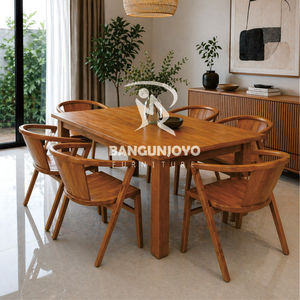 Wooden <b>Dining</b> <b>Table</b> and Chairs Set with Solid Back Chairs in Modern Design Eco-Friendly Home Furniture for Apartment & Villa - Product Image 1