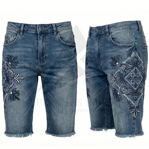<b>Mens</b> Rhinestone Denim Shorts Cotton Jean Shorts Crystal <b>Studded</b> Streetwear Fashion OEM Process Impex - Product Image 1