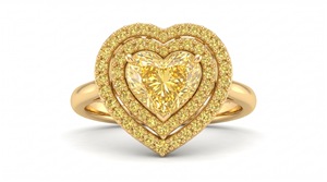 แหวนเพชรทรงหัวใจสีเหลืองแฟนซี ดีไซน์ดับเบิ้ลฮาโล โรแมนติก ทองคำขาว 14K ได้รับการรับรองจาก IGI เพชรเพาะเลี้ยงในห้องปฏิบัติการ แหวนดีไซน์โดดเด่น รับผลิตตามสั่ง (OEM) เครื่องประดับสั่งทำพิเศษ - Product Image 3