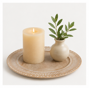 Luxury Handcrafted Mango Wood Charger <b>Plate</b> for Wedding Table <b>Decoration</b> Wholesale Eco-Friendly Rustic Round Wooden Underplate - Product Image 4