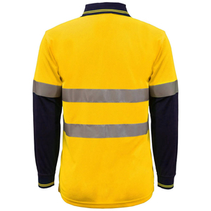 Men's Hi-Vis Long Sleeve Safety Polo Shirt Two-Tone Reflective Tape Quick-Dry Workwear <b>Top</b> Wholesale OEM Custom Logo - Product Image 3