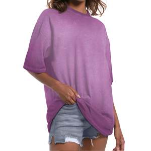 OEM Made 240 GSM Knitted Stone <b>Acid</b> Washed 100% Cotton Women's T-Shirt <b>Drop</b> Shoulder Oversized Custom Graphic Print Summer - Product Image 1