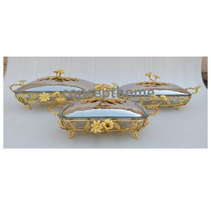 Plateau de service haut de gamme en métal argenté de qualité supérieure avec couvercle et base décorés de fleurs, logo personnalisable, style occidental. - Product Image 5