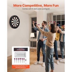 Self Healing Sisal Fibers Dartboard with 6 Darts Scoring Kit <b>Staple</b> Free Bullseye Rotating Number Ring - Product Image 5