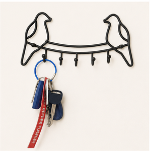 Decorative Black Metal <b>Wall</b> Mounted <b>Key</b> <b>Hooks</b> With 5 <b>Hooks</b> Whimsical Bird Design Entryway Organizer For <b>Keys</b> Small Accessories - Product Image 2