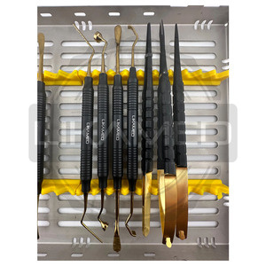 Kit d'instruments de chirurgie dentaire de qualité supérieure, outils en acier inoxydable avec revêtement céramique noir, avec cassette de stérilisation CE ISO - Product Image 2