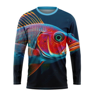 Nouveau design unisexe UPF 50+ T-shirt de pêche personnalisé à transfert thermique anti-UV séchage rapide 100% polyester anti-bactérien camouflage manches longues - Product Image 5