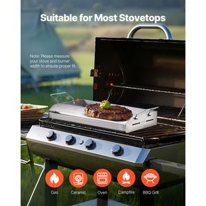 Piastra Rettangolare Universale 17x13 Pollici in Acciaio Inox per Griglia a Gas, Piastra Portatile per BBQ Teppanyaki - Product Image 6